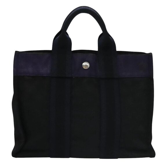 HERMES Fourre Tout PM Tote Bag Canvas Black Navy Auth - Picture 9 of 16